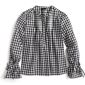 J Crew Tie Sleeve Gingham Top